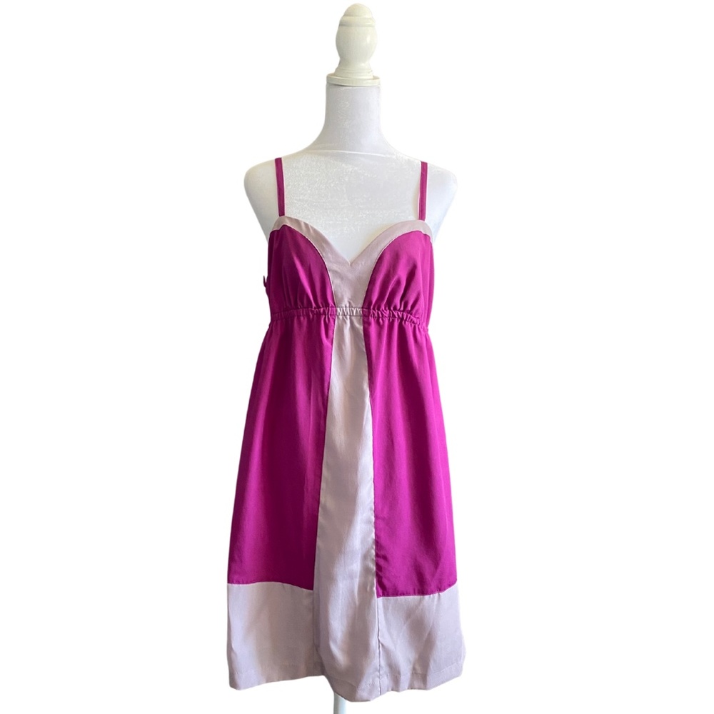 Fuchsia Grey Color-Block Dress